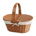 thumbnail image 4 of Cesta de picnic de ratán sintético, cesta de almacenamiento, cesta decorativa tejida con asa, cesta de picnic ligera, cesta de frutas para , Style A Estilo A, 4 of 8