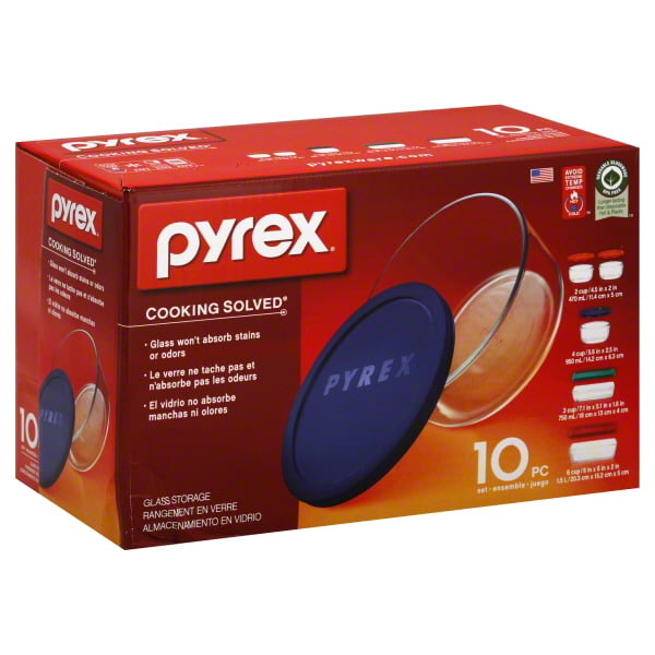 Pyrex Glass Bakeware Storage Set 10, 10 Piece Pyrex Glass Storage Set