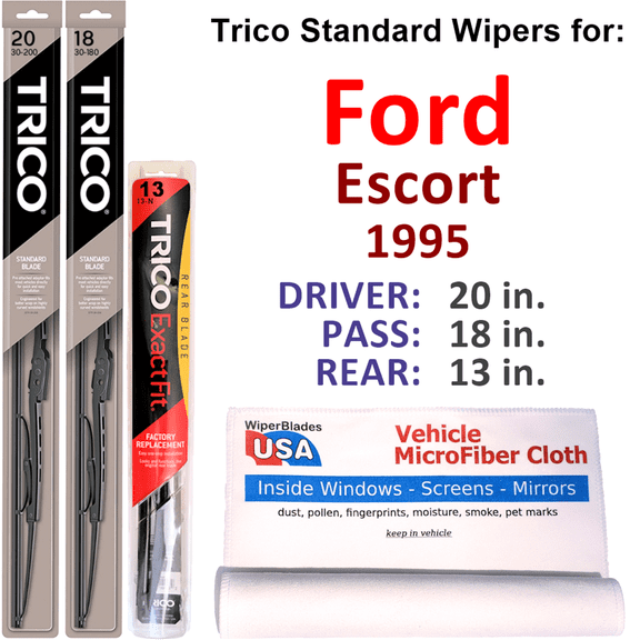 1995 Ford Escort Wiper Blades (Set of 3) w/Rear Wiper