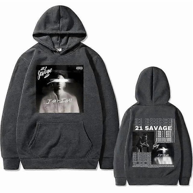 Sudadera con capucha gráfica de álbum de música de rapero 21 Savage I Am I Was para hombre, estilo hip hop vintage