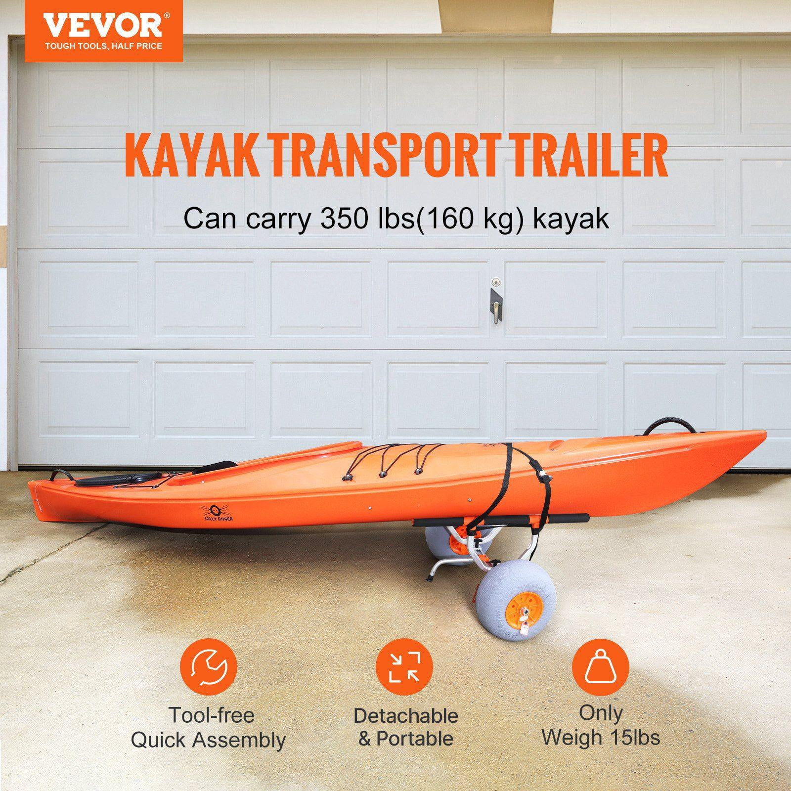 Heavy Duty Foldable Kayak Cart 12 Inch Tires Adjustable Width 6.69 to 17.32 Inches 350 Lb Capacity for Kayaks Canoes Paddleboards Float Mats Jon Boats