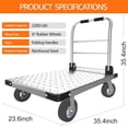 thumbnail image 2 of 2200 lbs. Capacity Foldable Push Cart Dolly | Moving Platform Hand Truck | Heavy Duty Space Saving Collapsible | Swivel Flat Bed Wagon - Furniture Luggage Lifting, 2 of 7