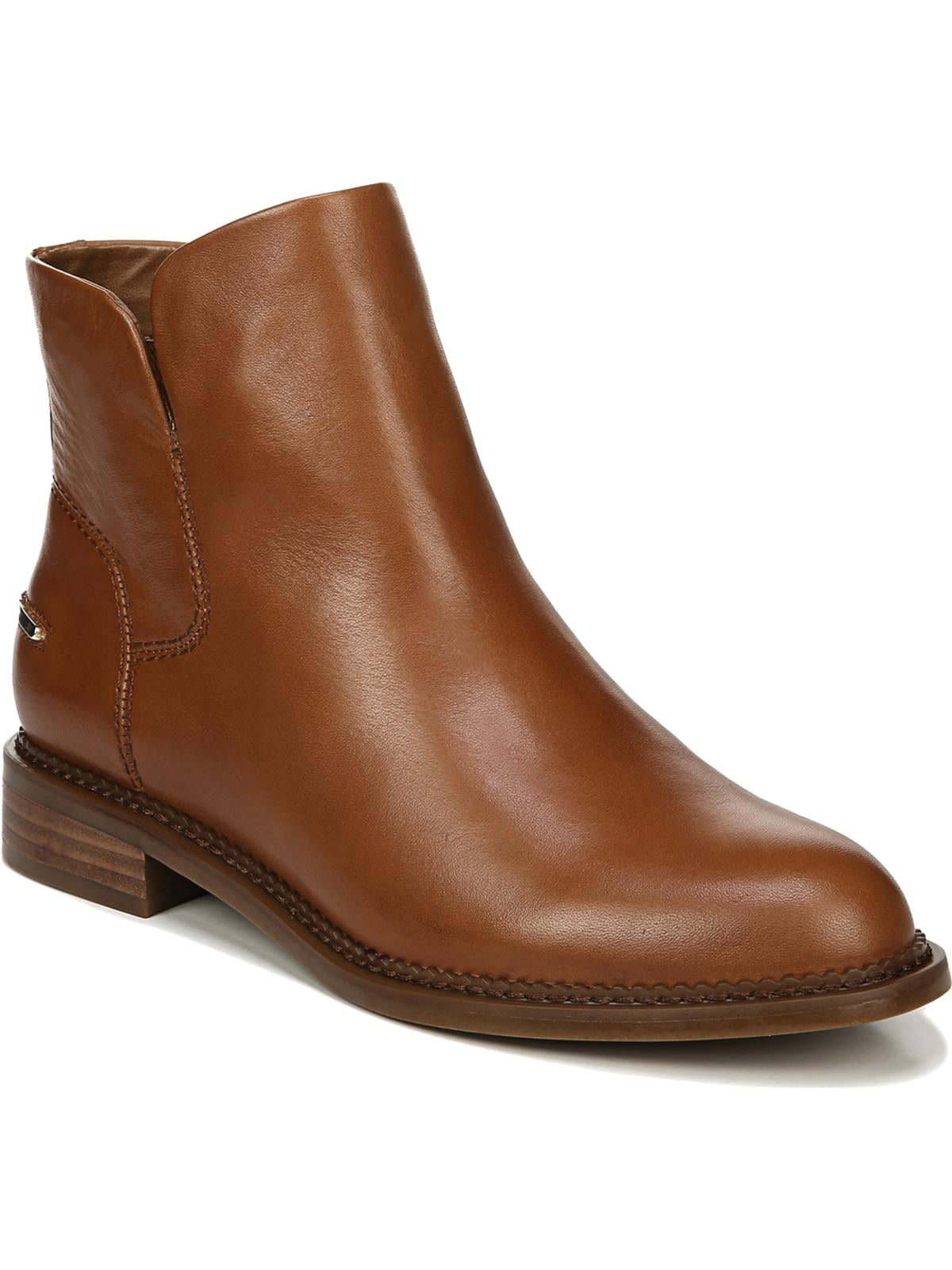 Leather Low Heel Ankle Boots 