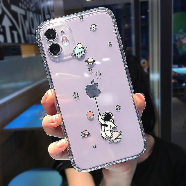 For iPhone 13 Pro Aplicar a la funda para teléfono Cute Cartoon Astronaut Star Space en Iphone 11 13 14 Pro Max Xs Xr X 12 7 8 Plus Clear Soft Tpu Contraportada a prueba de golpes