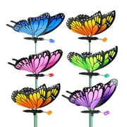 Exhart 6 Piece 4" WindyWings Butterfly Plant Stake Assortment, 6 x 4.5 x 16 inches, Plastic, Multicolor
