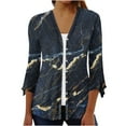 thumbnail image 2 of jsaierl Fall Cardigans for Women 2024 Oversized Marble Print Open Front Cardigan Jacket 3/4 Sleeve Knit Cardigan Sweater, 2 of 6