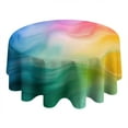 thumbnail image 4 of Colorful Tie Dye Wave Pattern Round Tablecloth 60"x60",Wrinkle Wipeable Table Cloth for Kitchen Dining Room Picnic Patio Party, 4 of 6
