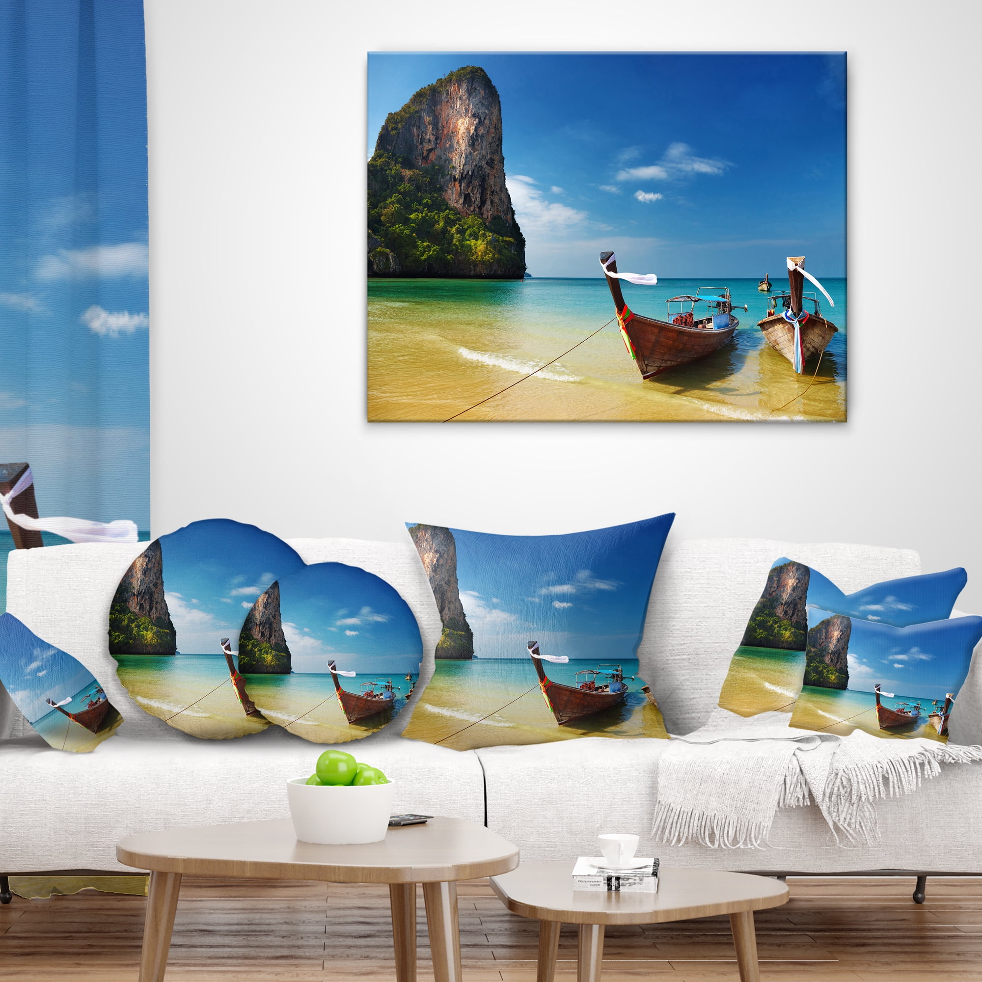 Designart Andaman Sea Tropical Beach - Photography Throw Pillow - 12x20