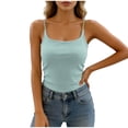 thumbnail image 6 of Womens Summer Camisole Sleeveless Adjustable Spaghetti Strap Pleated Tank Top Going out Cami Top Built-In Bra (Free Size, Mint Green), 6 of 9