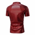 thumbnail image 4 of pstuiky Camisas de vestir de manga corta para hombre, Camisa de fiesta de discoteca para hombre, color sólido, cuello alto brillante, manga corta ropa de hombre m, 4 of 8