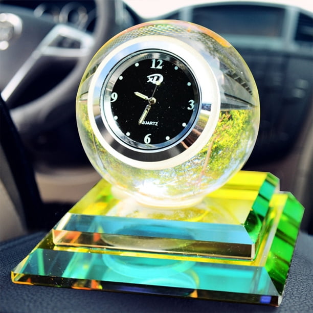 Perfume cristalino para asiento de coche con reloj incorporado | Soporte multifuncional para ambientador de aire de coche | Diseño decorativo de cristal | Recargable de 10ml | Base estable