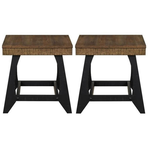 Home Square End Table in Caramel and Ebony - Set of 2