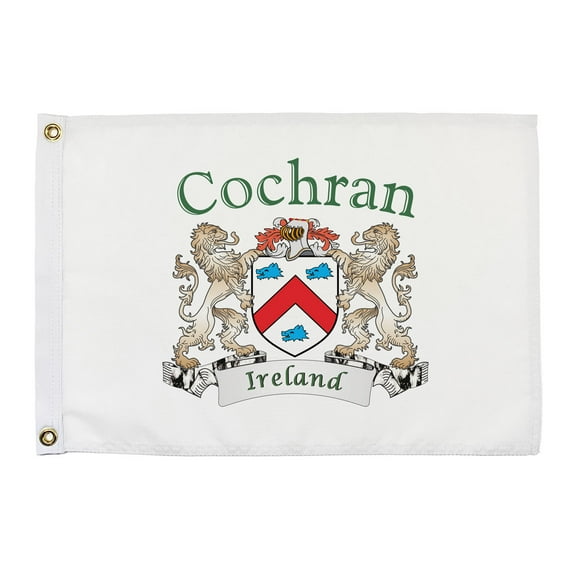 Cochran Irish Coat of Arms Small White Flag - 16"x10.5" inches