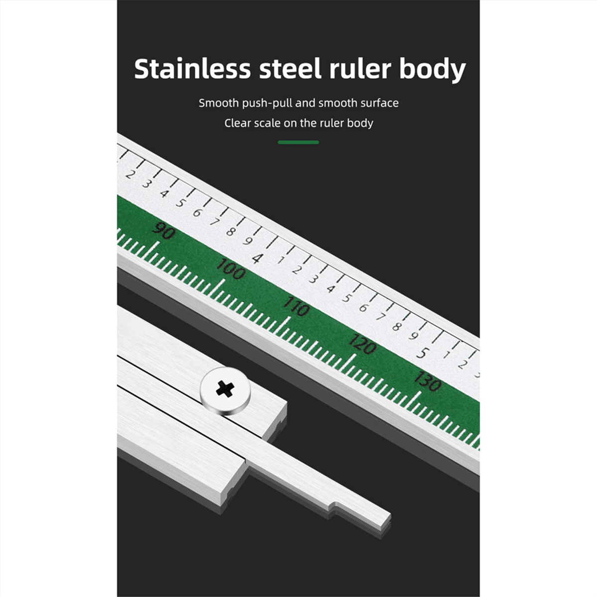 150mm Stainless Steel Caliper Zero Setting 0.01mm High Precision 6-Inch for Mechanical Components Measure,1 x Digital Caliper,Green