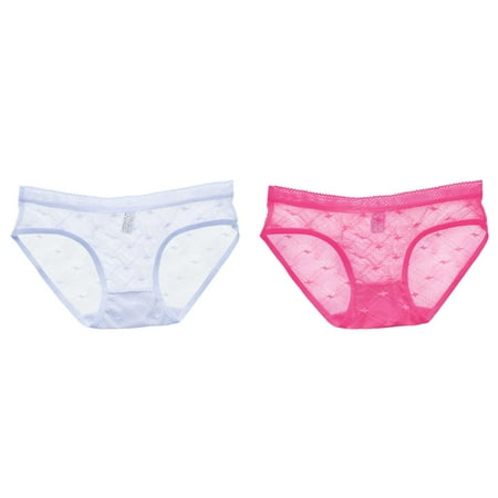 (2-Pack) Kcodviy Womens Sheer Lace Panties V Cut Panties for Women See Through Mesh Plus Size Underwear Cotton Crotch Seamless Briefs