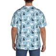 thumbnail image 3 of Balery Black White Gray Rabbit Camisa Casual de Manga Corta con Botones para Hombre, Texturizada, Estilo Cubano, para Playa, Verano-Medium, 3 of 5