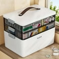 thumbnail image 2 of 3-Tier Medicine Organizer Portable First Aid Kit for Home with Leather Handle, 2 of 8