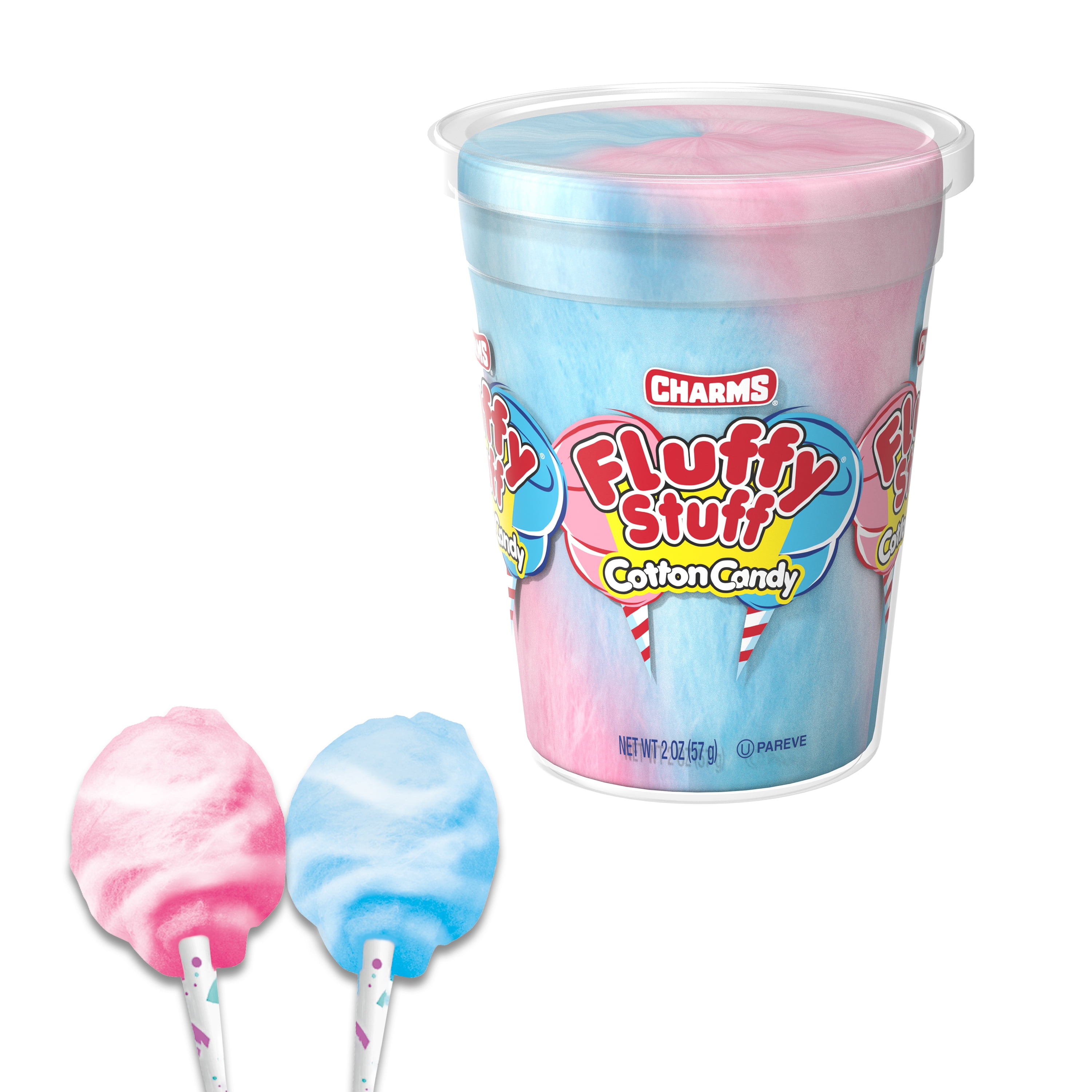 Fluffy Stuff Cotton Candy Assorted Flavor 2 oz. Tub. Peanut Free, Gluten Free