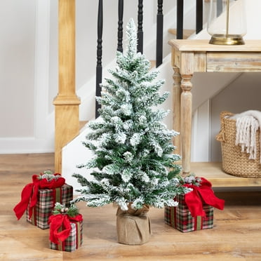 Northlight Frosted Pine Artificial Christmas Tree in Burlap Base - 3' - Unlit