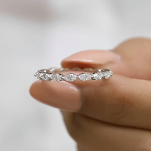 Jewelegant Diamond Eternity Band - Marquise Moissanite Minimalist Diamond Wedding Band - Stackable Band, Promise Ring, Band for Her