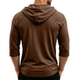 thumbnail image 5 of Vxararl3/4 Sleeve Hoodies for Men Trendy Hooded Graphic Sweatshirts Fall Winter Fleece Hoodies Big and Tall Loose Sweaters Coffee 3XL, 5 of 6
