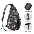 thumbnail image 2 of Yellow Floral Sunflower Pattern Sling Backpack, Boho Country Crossbody Shoulder Bag with Wildflower Bloom and Rustic Summer Design Daypack, 2 of 6