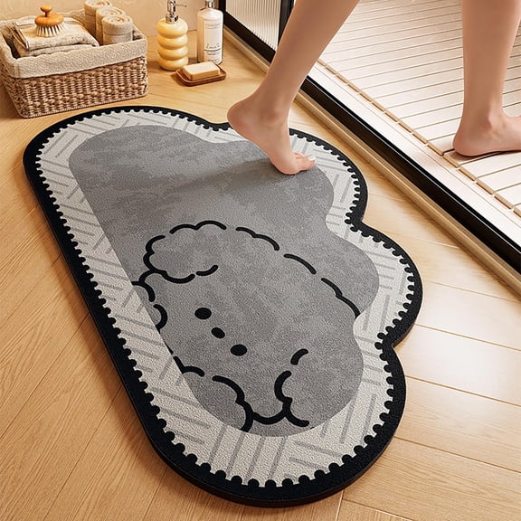 Special Shaped Door Mat Absorbent Non Slip Diatomaceous Earth Bathroom Rug Washable Irregular Style Entryway Doormat for Home Hallway Living Room