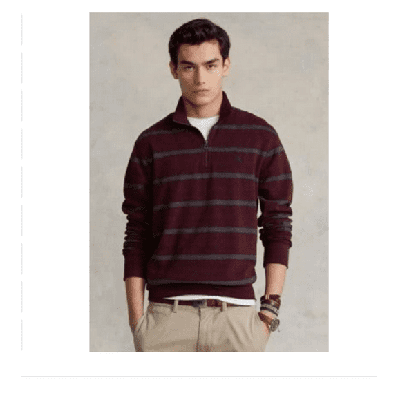 $110 Polo Ralph Lauren Men's, Quarter-Zip Luxury Jersey Stripe Pullover, Multi,S