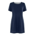 thumbnail image 4 of B91xZ Robes d'Été pour Femmes Manches Courtes Col en V Fendu Haut Bas Robe Longue à Volants avec Ceinture, Bleu Foncé m, 4 of 4