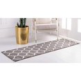 thumbnail image 3 of Unique Loom 3146430 2 x 13 ft. Rounded Trellis Frieze Runner Rug, Dark Gray, 3 of 5