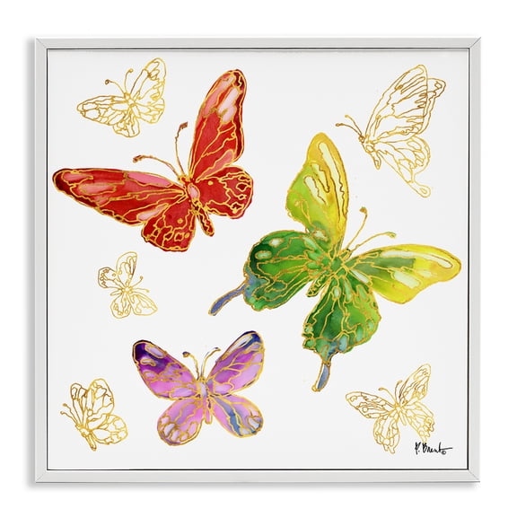 Stupell Industries Eclectic Butterflies Glam Detail White Framed Giclee Art, 12 x 12, by Paul Brent