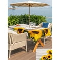 thumbnail image 5 of Outdoor Tablecloths with Umbrella Hole & Zipper, Spring Sunflowers 54x80 Inch Tablecloth Rectangle, Yellow Floral Turquoise Farmhouse Grey Wooden Waterproof Table Cloth, Patio/Pool Table Covers, 5 of 8