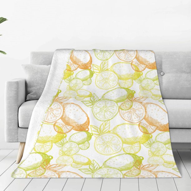 Fotbe Lemon Potatoes Manta de Franela Acolchonada con Estampado, Súper Suave y Esponjosa, Extra Grande para Sofá, Cama, Uso Todo el Año-60"x50"