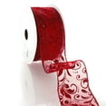 thumbnail image 5 of Ribbon Traditions  Glitter Swirl Leaves Wired Ribbon 2 1/2" By 10 Yards - Red / Gold Sheer, 5 of 5