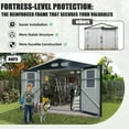 thumbnail image 4 of Olurrisa 8x8 FT Outdoor Storage Shed with 4 Windows & Lockable Door, Dark Gray Metal Garden Shed, Waterproof Tool Shed for Backyard, Patio & Lawn Equipment, 4 of 7