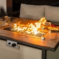 thumbnail image 4 of Nuu Garden Patio Metal 43'' Propane Fire Pit with Marble Texture Glass Tabletop, 50,000 BTU with Wind Guard Cover Glass Beads & Lid, CSA-Certified 2 in 1 Table Gatherings Parties, Ivory White, 4 of 10