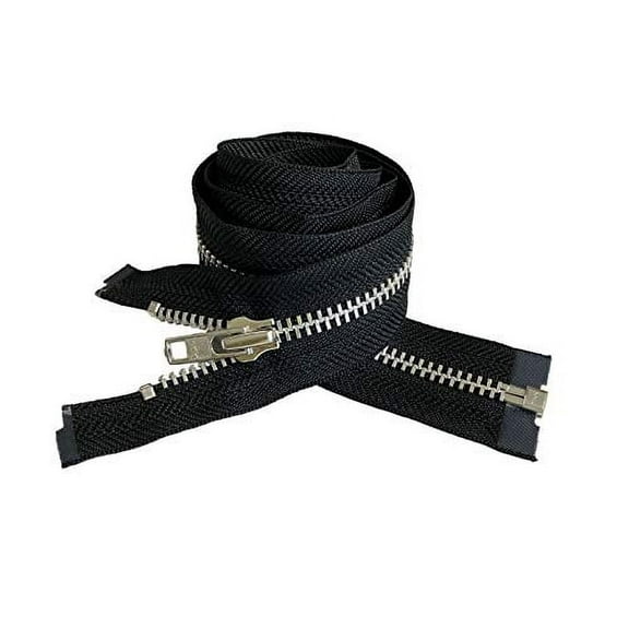 YKK #7 14 Inch to 36 Inch Aluminum Separating Jacket Zipper Heavy Duty Metal Zippers for Sewing Coats Crafts -Color Black, Beige or Brown (Black - 580, 25 Inches)