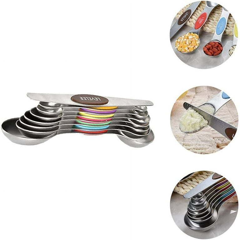 7pcs Measuring Spoon Set With Leveler Baking Narrow Long Handle Stainless  Steel Cooking Kitchen Gadgets For Dry Liquid Spices
