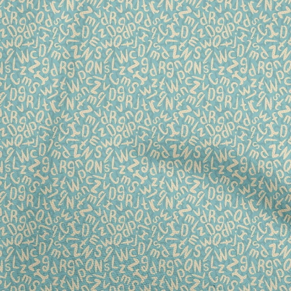 oneOone Viscose Jersey Turquoise Blue Fabric Alphabet Sewing Fabric By The Yard Printed Diy Clothing Sewing Supplies 60 Inch Wide