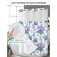 thumbnail image 4 of No Hook Shower Curtain with Snap in Liner,Hydrangea Flower Eucalyptus Leaf Waterproof Bath Curtain Double Layers with See Through Top Window,Blue Floral Watercolor Hotel Shower Curtains 72x72in, 4 of 9