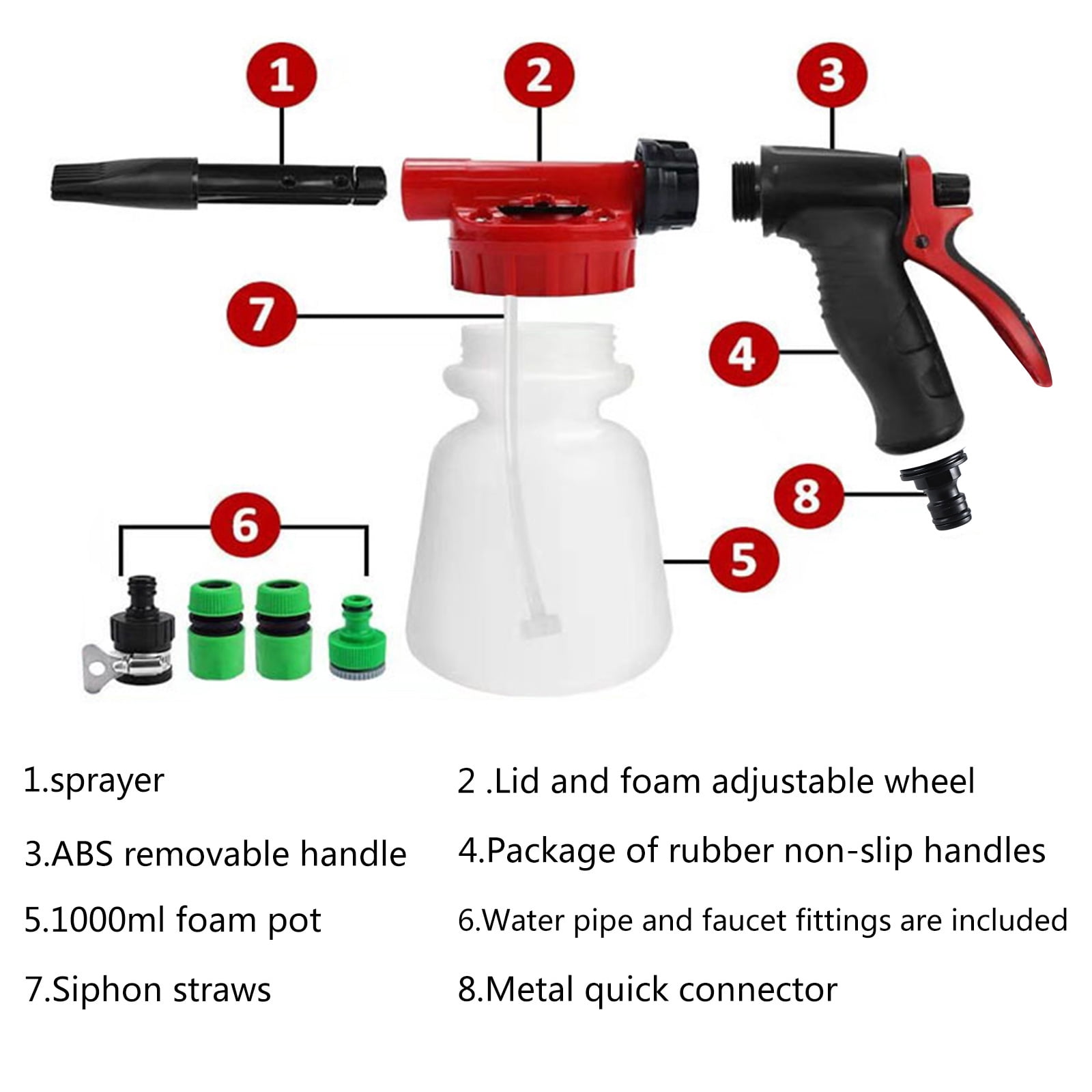 BIBABLYKE Foam Cannons Guns Kit, Foam Cannons Blaster with 3/4Inch Connect Thread Car Washing Foam Guns Foamer
