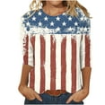 thumbnail image 2 of POTETI 4th of July Shirts for Women Independence Day Holiday 3/4 Sleeve Crew Neck Star Print Tee Shirt Tops, 2 of 4