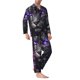 thumbnail image 2 of Fotbe Purple-Eyed Floral Leopard Pijama de Hombre con Estampado de Manga Larga, Conjunto de 2 Piezas, Ropa de Dormir Suave y Cómoda con Bolsillos-Medium, 2 of 7