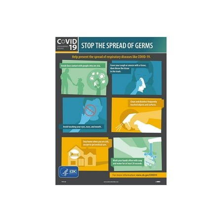 UPC: 0887481155104 | NMC – Safety poster – stop the spread of germs – rectangular – 24 in x 18 in – wall mountable – PolyTag