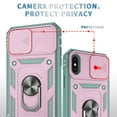 thumbnail image 4 of JTCASES for iPhone Xs Max Case, Sliding Camera Cover+ Rotating Ring Kickstand + Magnetic Car Mount + Inside Card Holder, Bracket Shockproof Frame Anti-drop PC TPU Heavy Duty Protection, Pink/Green, 4 of 11