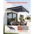 thumbnail image 2 of KFFKFF Manual Retractable Awning, 8.2' x 6.6' Outdoor Sun Shade, Water-Resistant Polyester Shelter with Crank Handle for Patio, Balcony, Deck, or Yard, Gray, 2 of 9