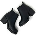 thumbnail image 5 of Soda Origami Lug Sole Mid Heel Fashion Ankle Bootie W/Double Elastic Gore Black (10, Black), 5 of 6