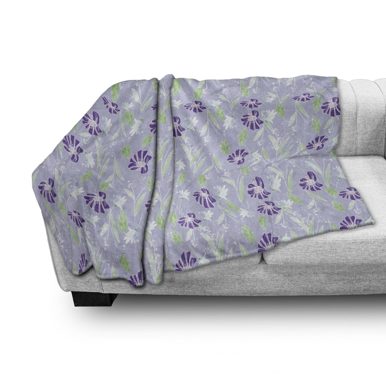 Lilac Tones Peduncles Hand Picked Flowers Sketch Style Pattern 50 x 60 Cozy Plush for Indoor and Outdoor Use Ambesonne Floral Soft Flannel Fleece Throw Blanket Ceil Blue Multicolor