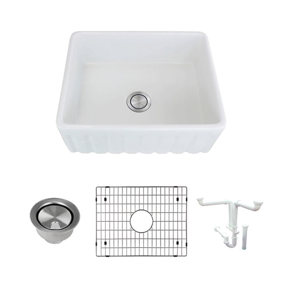 Transolid K-Fusf24199 Logan 23-1/2" Farmhouse Single Basin Fireclay Kitchen Sink