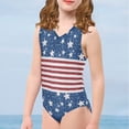 thumbnail image 4 of FOR U DESIGNS Comfortable Toddler Girl Bathing Suit American Flag One Piece Gymnastics Leotards Dancing Athletic Outfits Fashion Sleeveless Swimsuit Size 3-4, 4 of 8